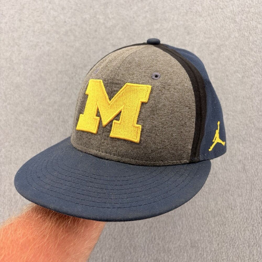 Jordan Michigan Wolverines Adjustable Hat Navy Gray Jumpman NCAA Cap OSFM